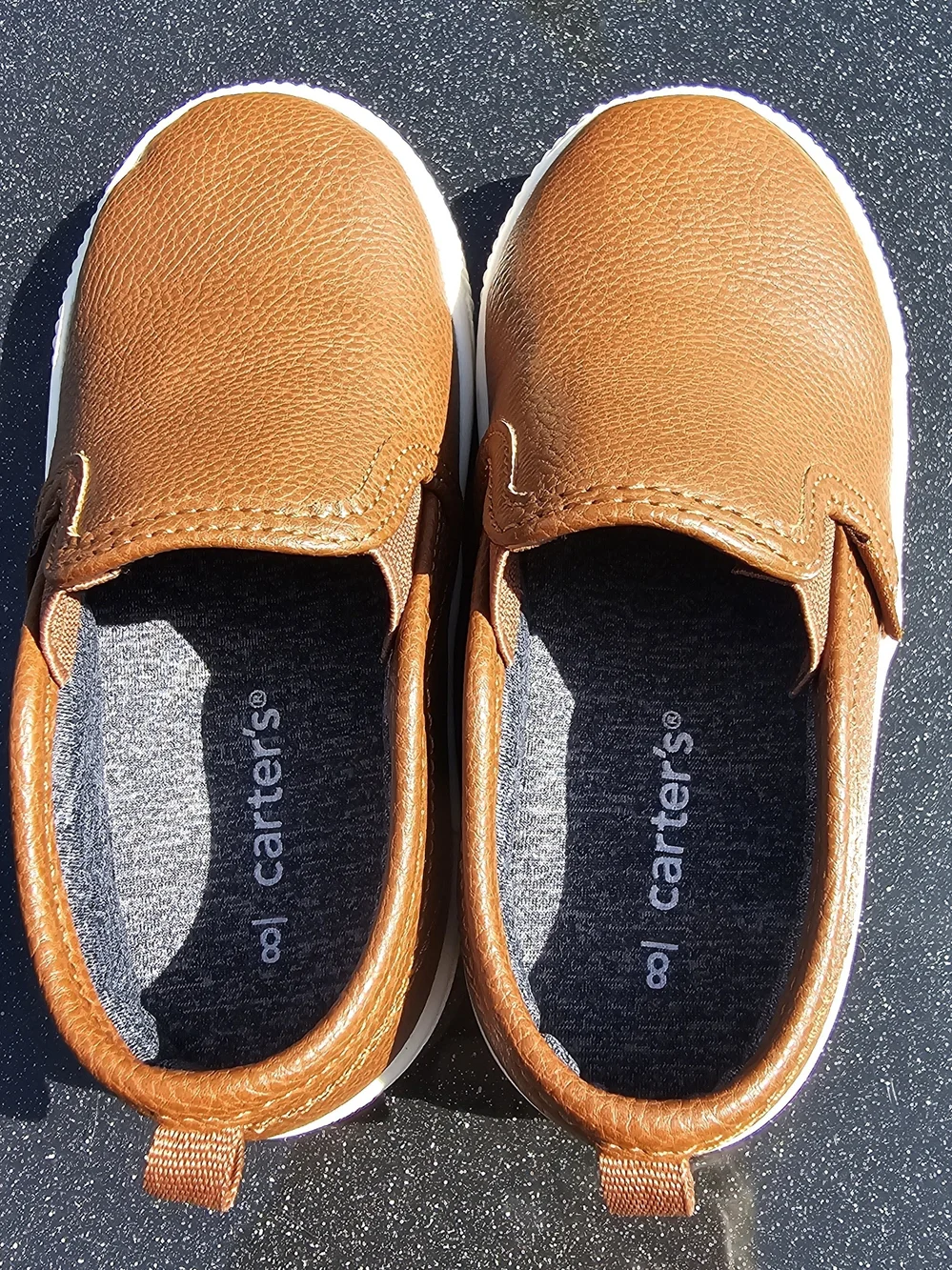 Carter's Tan Slip-On Kids Dress Shoes with White Sole